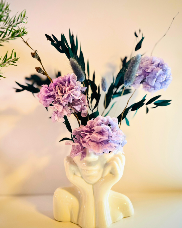 Eternal Dried Flowers in Lady Vase by artist Aileen Warren